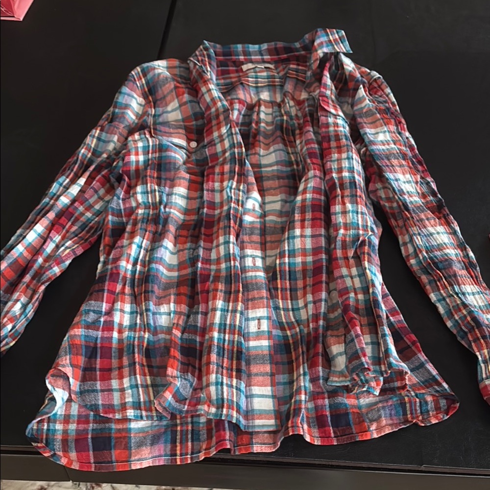 Madewell Red and Blue Button Down Shirt